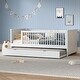 preview thumbnail 2 of 28, Low Profile Twin Size Kids Platform Bed with Guardrail, Multifunctional Wood Bed Frame with Trundle Bed