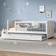 preview thumbnail 3 of 26, Wood Twin Size Platform Bed with Guardrail,Trundle and Open Fence Design,Kids and Baby