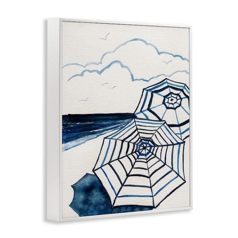 Stupell Umbrellas on Minimal Beach Framed Giclee Art Design By Carol Robinson