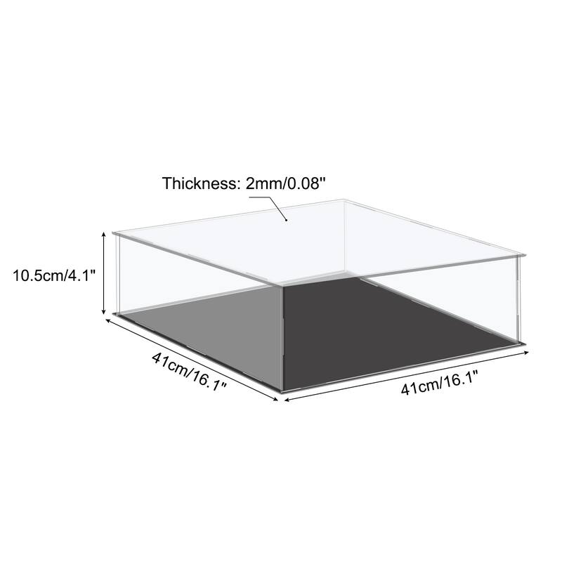 Acrylic Display Case Plastic Box Cube Storage Small Assemble Showcase - 16.1x16.1x4.1 Inch