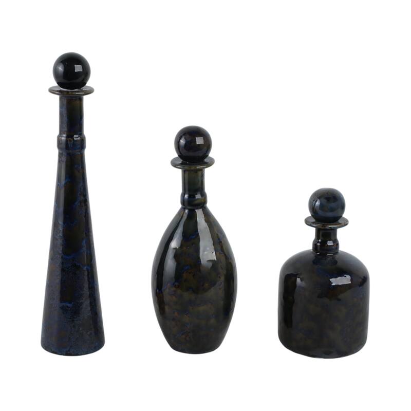 Stoneware Decorative Vases Modern Style (Set of 3) - 15/11/8" Blue
