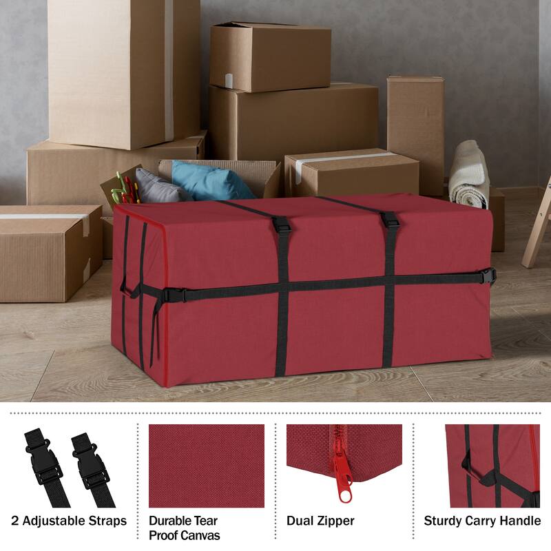 Elf Stor Red Christmas Tree Storage Bag Large 7.5 Ft Canvas Heavy Duty Zipper - Large, 7.5ft Tree