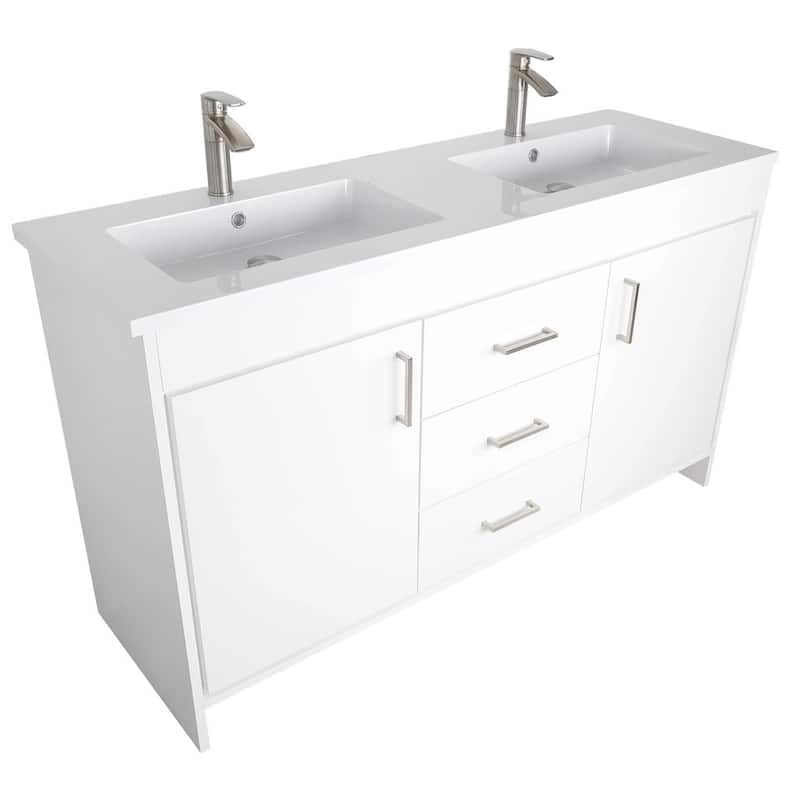 Olivia 60" Double Sink Freestanding Bathroom Vanity with Top Set