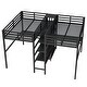 preview thumbnail 7 of 11, Black Twin Over Twin Loft Bed with Double Desk Wardrobe Shelves Power Outlet