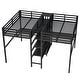 preview thumbnail 19 of 26, Metal Loft Bed Twin Size Double Beds with Wood Built-in Dual Desks, Wardrobe, Shelves, Dual Power Outlets and Guardrails