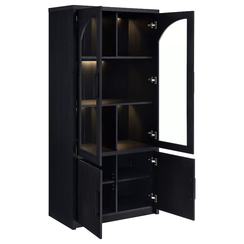 Riva 4-Door Tall Accent Display Cabinet Led Lighting Black