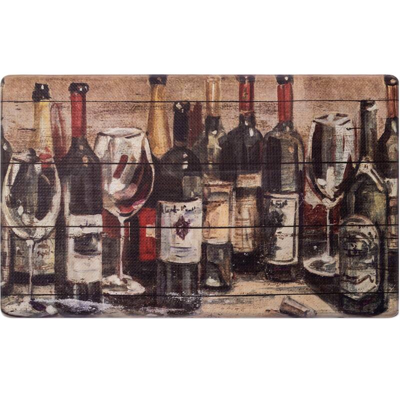 SoHome Cozy Living Wine Collection Anti-Fatigue Kitchen Mat, Brown/Red - 17.5"x30"
