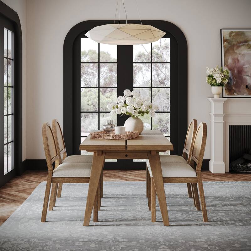 Andy Modern Farmhouse Solid Wood Extendable Dining Table