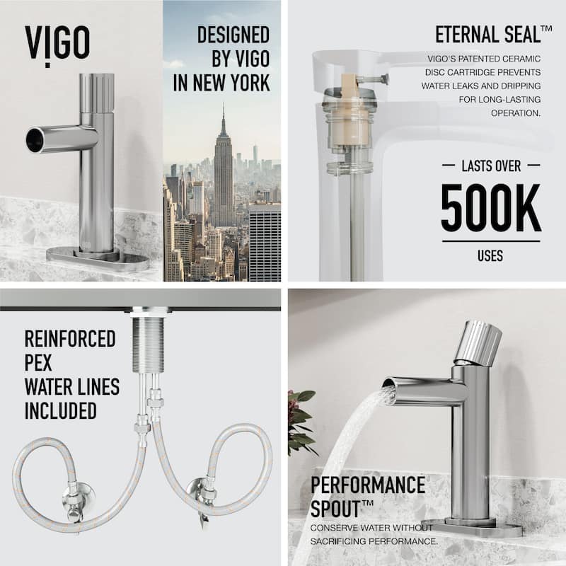 VIGO Ashford 8" H Single Handle Single Hole Bathroom Faucet