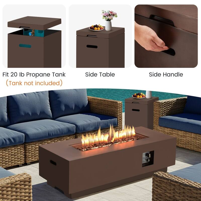 50,000 BTU 30" Outdoor White Round Propane Fire Pit Table and Set