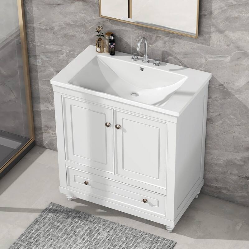 30" 2-door Bathroom Vanity with Sink and Drawer
