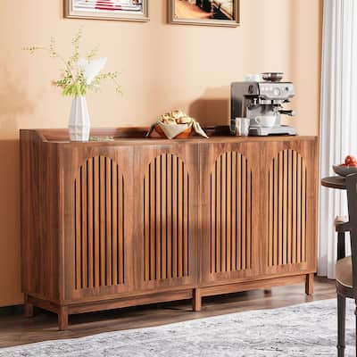 57” Farmhouse Sideboard Buffet Cabinet with Doors and Adjustable Shelf