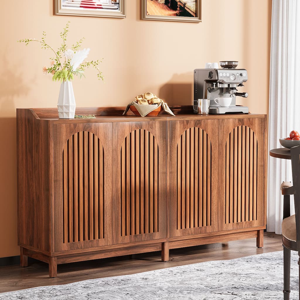 57” Farmhouse Sideboard Buffet Cabinet with Doors and Adjustable Shelf