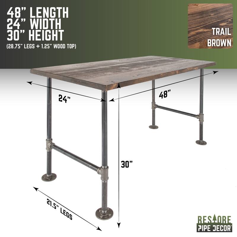 PIPE DECOR Solid Reclaimed Wood Desk with Authentic Industrial Pipe Legs