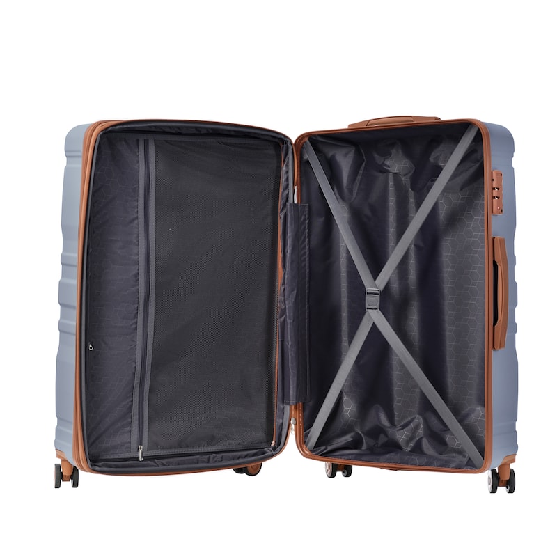 3-Piece, 20/24/28-Inch Modern Expandable Luggage Set, Hard-Shell Lightweight Luggage, for Boarding Travel, Blue