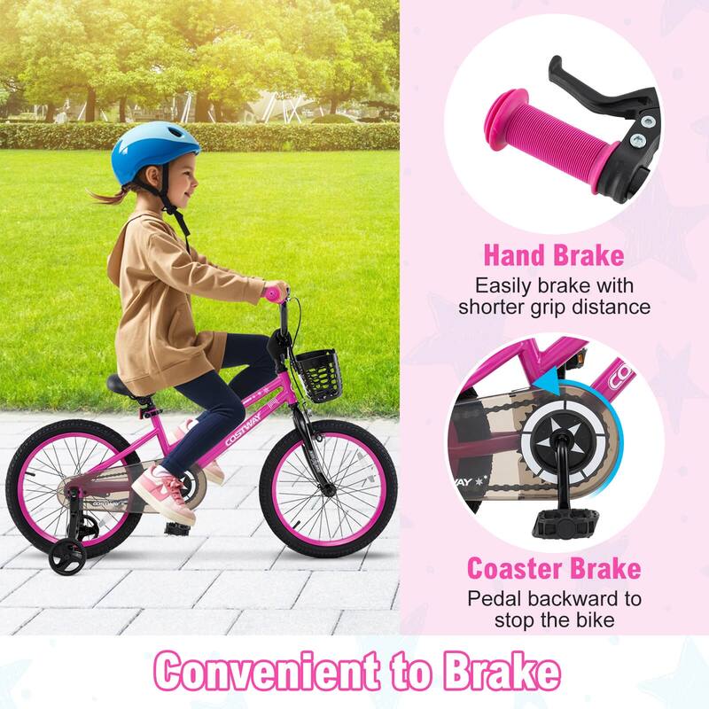Costway 12"/14"/16"/18" Kid’s Bike with Training Wheels Adjustable - See Details