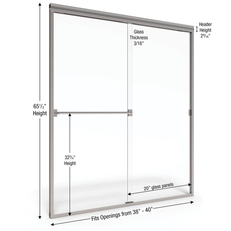 Basco Classic 65-1/2" High x 40" Wide Bypass Framed Shower Door with