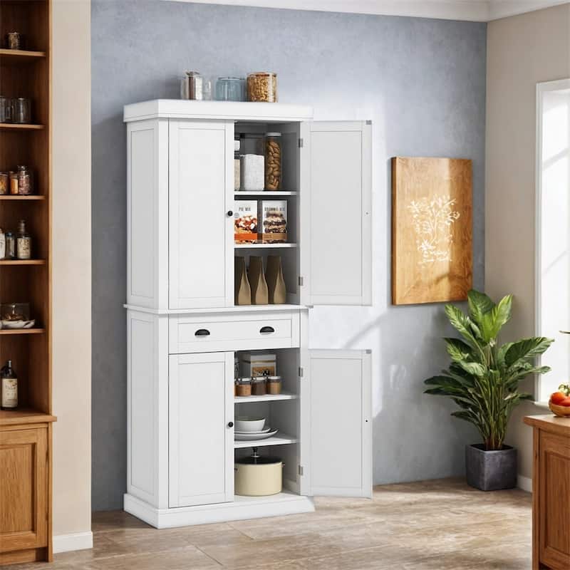72.5" Kitchen Pantry Cabinet,Traditional Freestanding Storage Cabinet