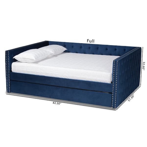 dimension image slide 2 of 3, Larkin Modern Velvet Fabric Upholstered Daybed with Trundle