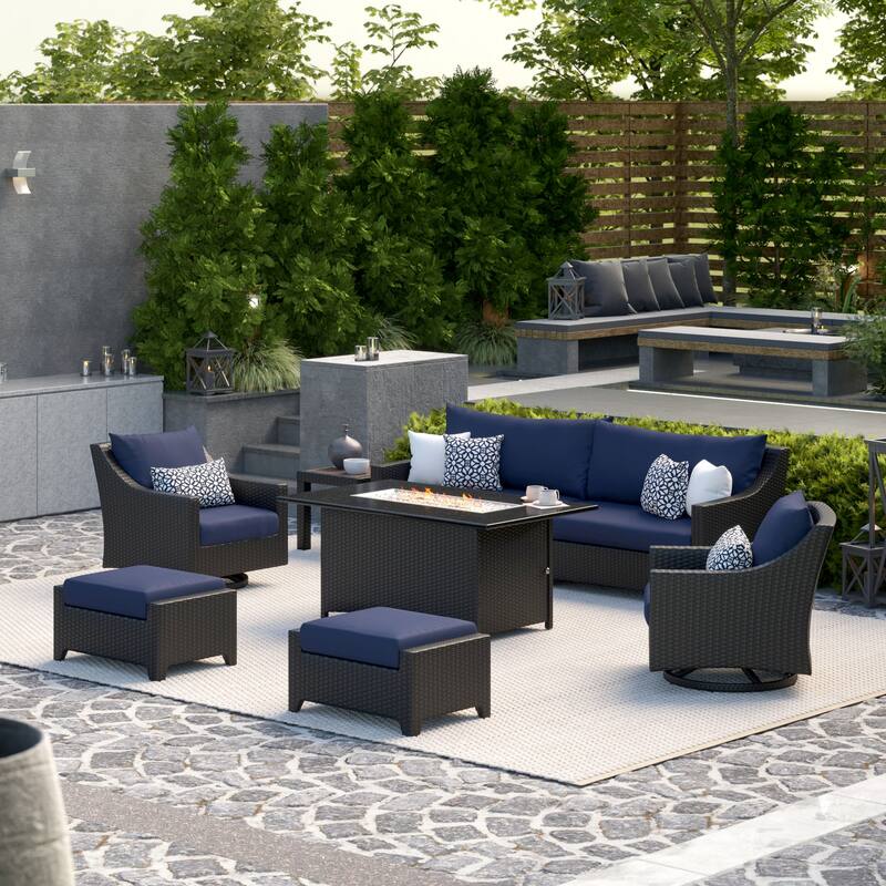 Deco 8 Piece Sunbrella Outdoor Patio Motion Fire Set with Table