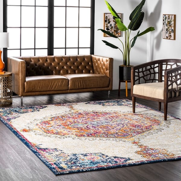slide 2 of 10, Nuloom Bohemian Medallion Area Rug 5' x 8' Oval - Multi - Oval