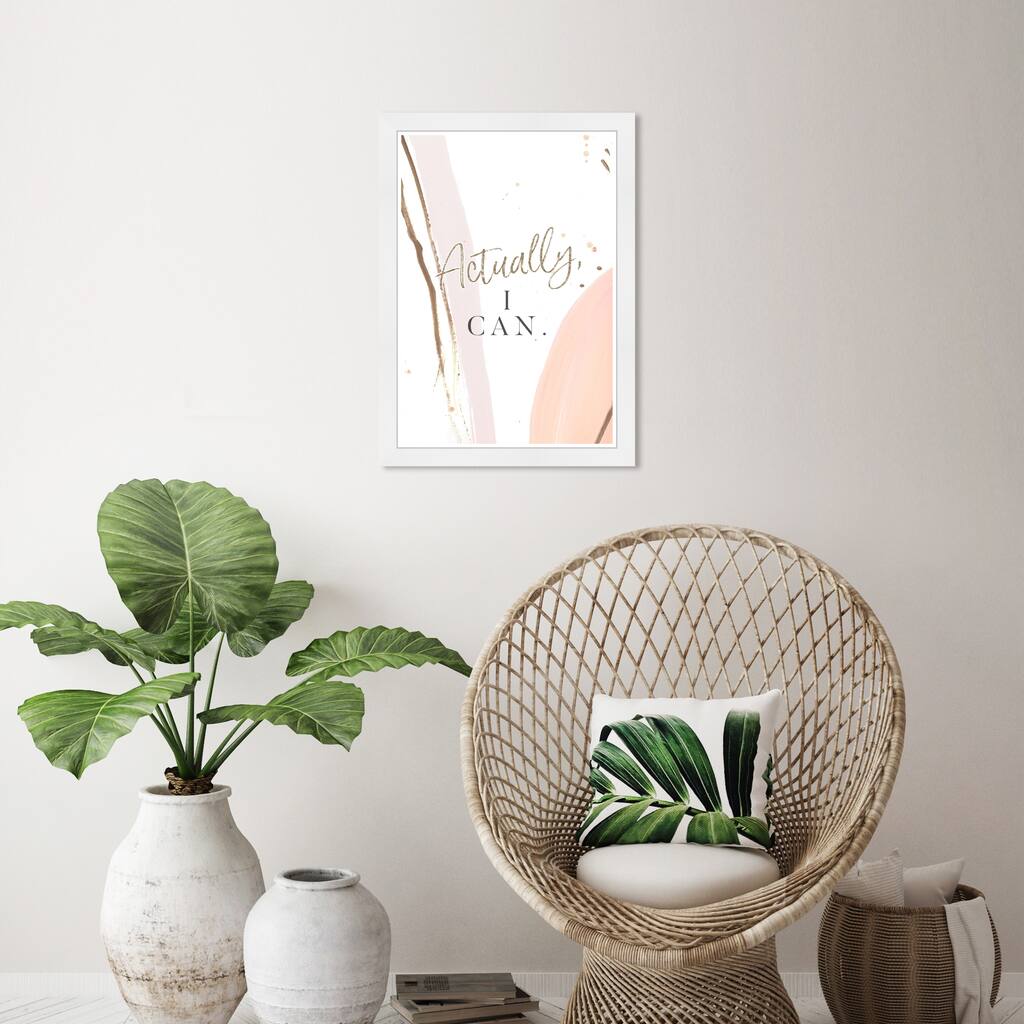 Wynwood Studio 'Actually I Can' Typography and Quotes White Wall Art Framed Print