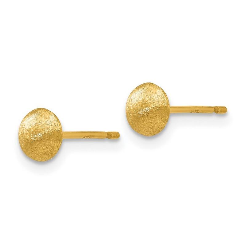 Curata 14k Yellow Gold 5mm Satin Puffed Button Post Earrings