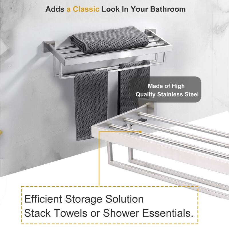 WOWOW 2-Tier Stainless Steel Bath Towel Rack