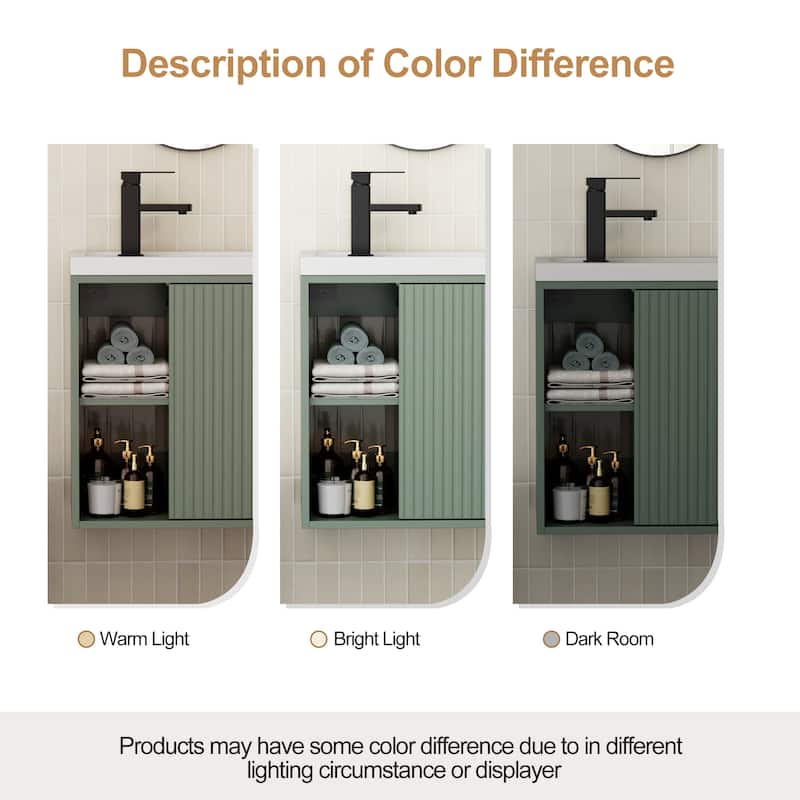 Single-Door Vertical Stripe Wall Cabinet with Integrated Basin