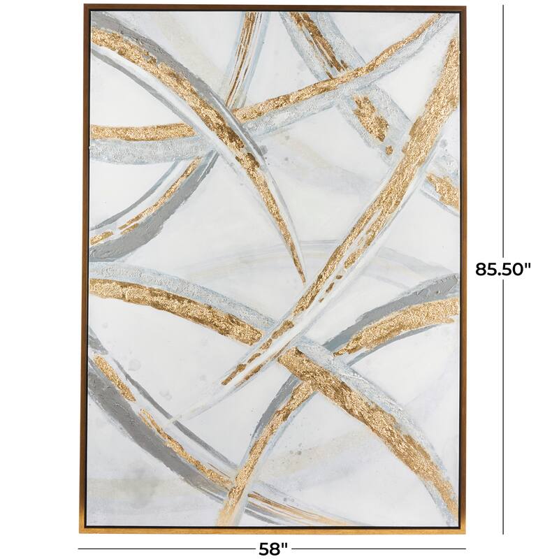 Canvas Abstract Framed Wall Art with Gold Frame - Gold - Roche River Decor