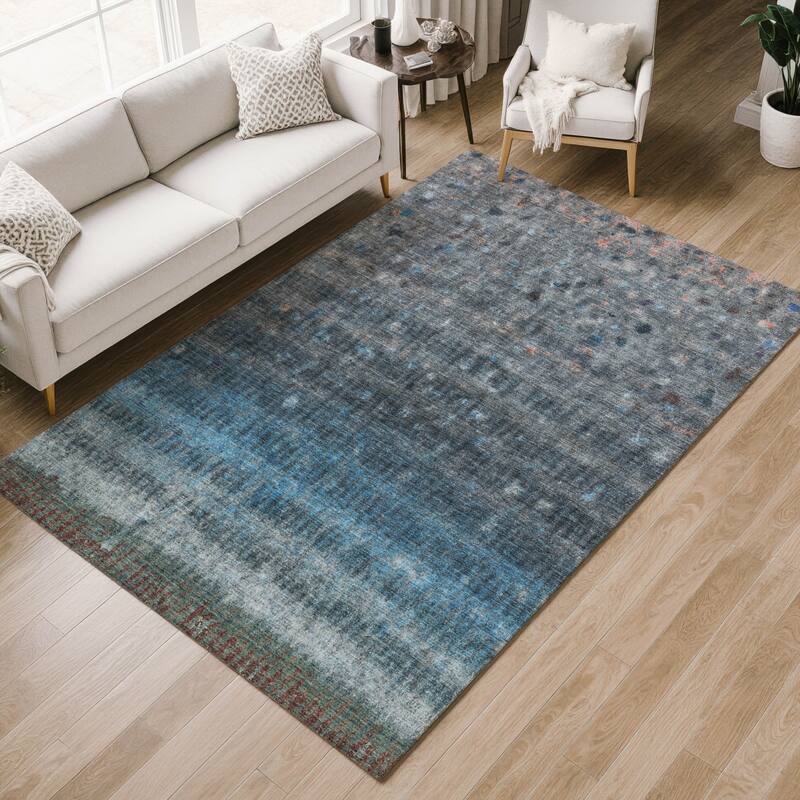 Machine Washable Indoor/ Outdoor Abstract Ombre Chantille Rug