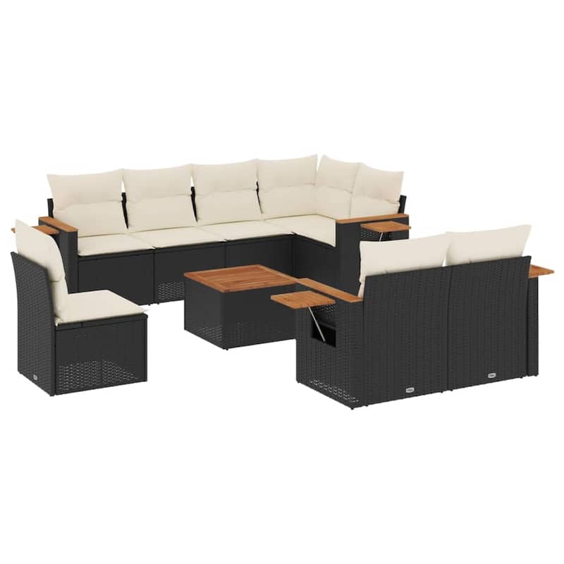 vidaXL Patio Sofa Set with Cushions Outdoor Conversation Furniture Poly Rattan