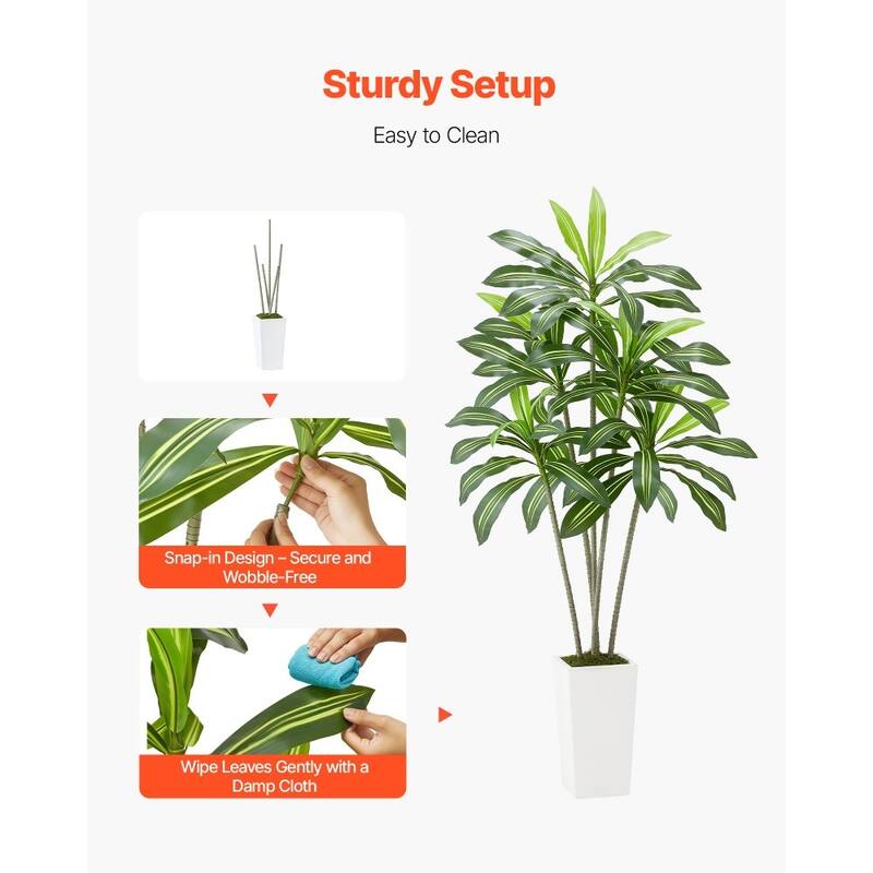 Realistic Artificial Dracaena Tree with Moss Planter and Lifelike PE Leaves for Indoor Home Decor