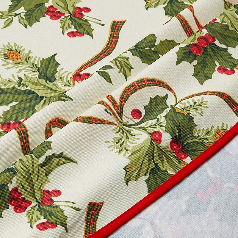 Violet Linen Holiday Seasonal Christmas Ribbons Tablecloth