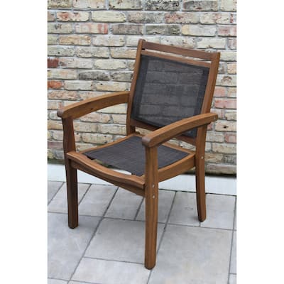 Eilaf Eucalyptus & Dark Brown Sling Stacking Armchair - N/A