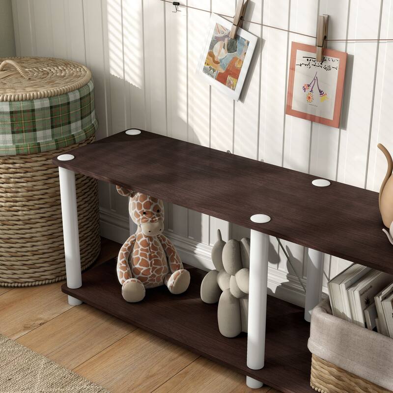 DH BASIC Modern Wood Shelving Unit with storage - Tier Shelves, Cube Ladder Shelf by Denhour