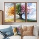 preview thumbnail 12 of 16, Designart - Pink Tree With Four Seasons - Tree of Life Canvas Wall Art Set - Traditional Framed Wall Art 3 Pieces 38 in. W x 28 in. H - Wood - Brown
