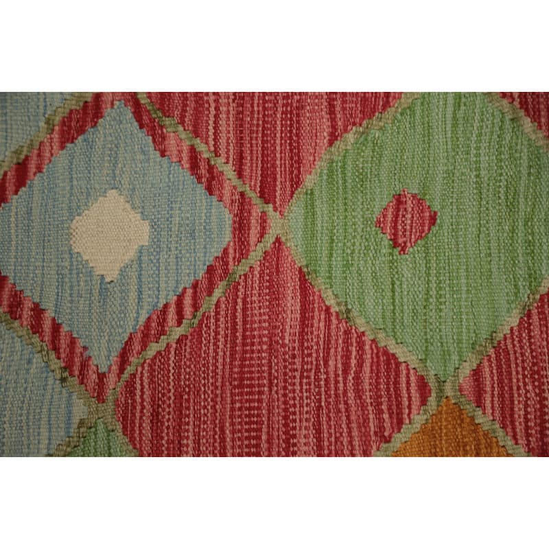 Hand Woven Oriental 100% Wool Carpet Southwestern Tribal Multi-Colored Kilim Area Rug - 5' 11'' X 4' 2''