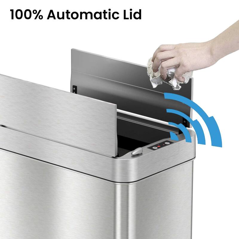 iTouchless 18 Gal Stainless Steel Wings Lid Sensor Kitchen Trash Can