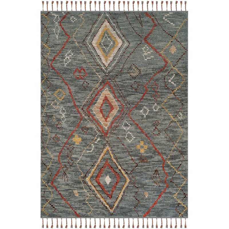 SAFAVIEH Hand-knotted Kenya Garrelda Southwestern Tribal Wool Rug - 6' x 9' - Grey/Multi