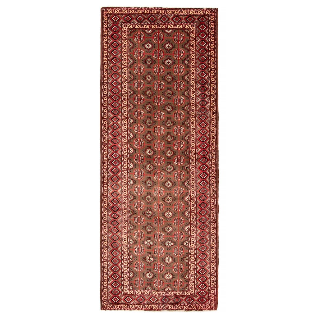 ECARPETGALLERY Hand-knotted Baluch Taupe Wool Rug - 3' 10" x 9' 7"