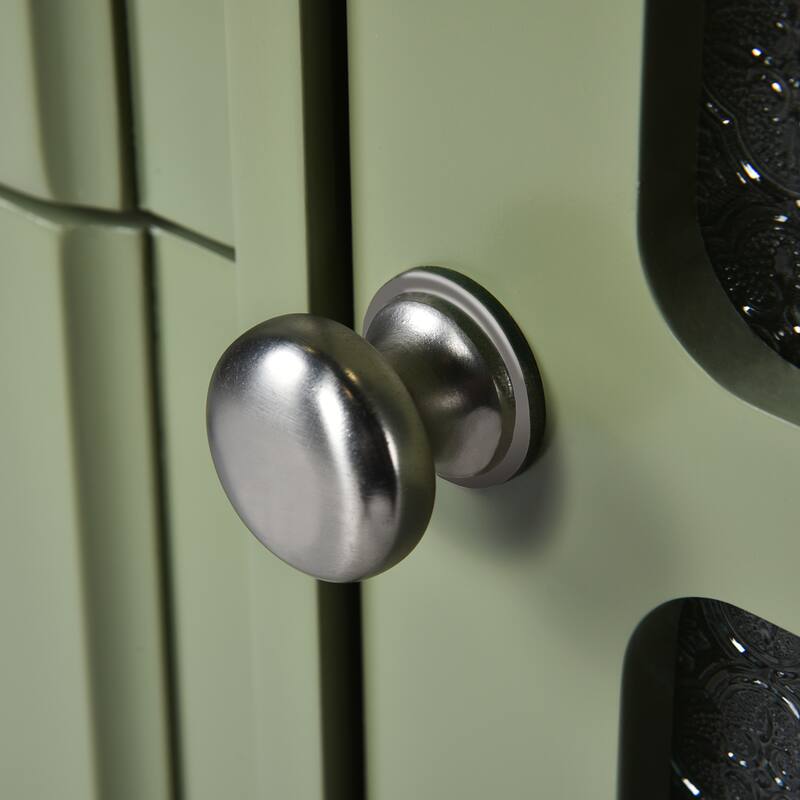 Retro Style Bathroom Vanity with Translucent Embossed Glass Door Cabinet, Tip-out Drawer, Pull-out Drawer and Silver Metal Knobs