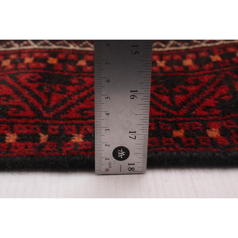ECARPETGALLERY Hand-knotted Baluch Red Wool Rug - 2'11 x 6'4