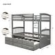 preview thumbnail 3 of 7, Wooden Twin over Twin Bunk Bed with Trundle and Drawers, Grey