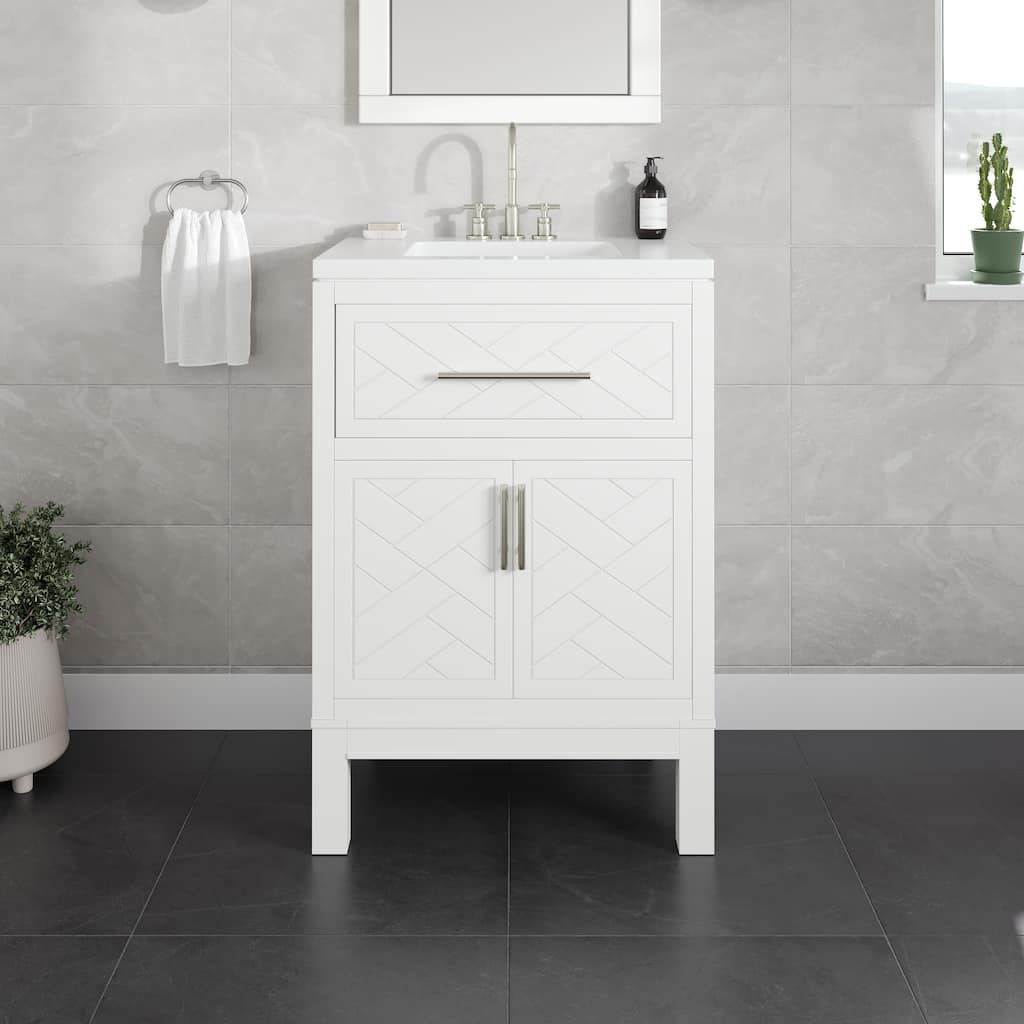 Eviva Cambridge Bath Vanity with Quartz Top and Porcelain Sink