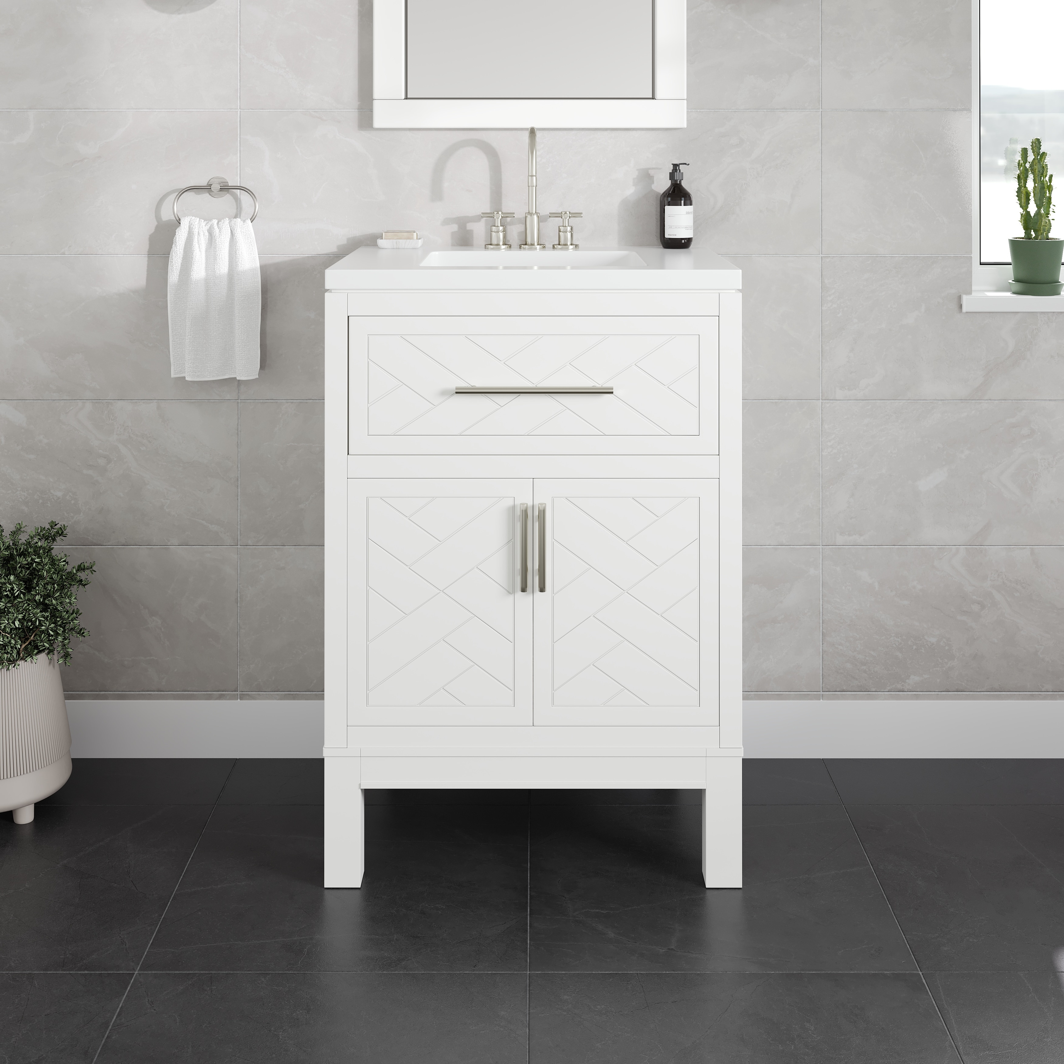 Eviva Cambridge Bath Vanity with Quartz Top and Porcelain Sink