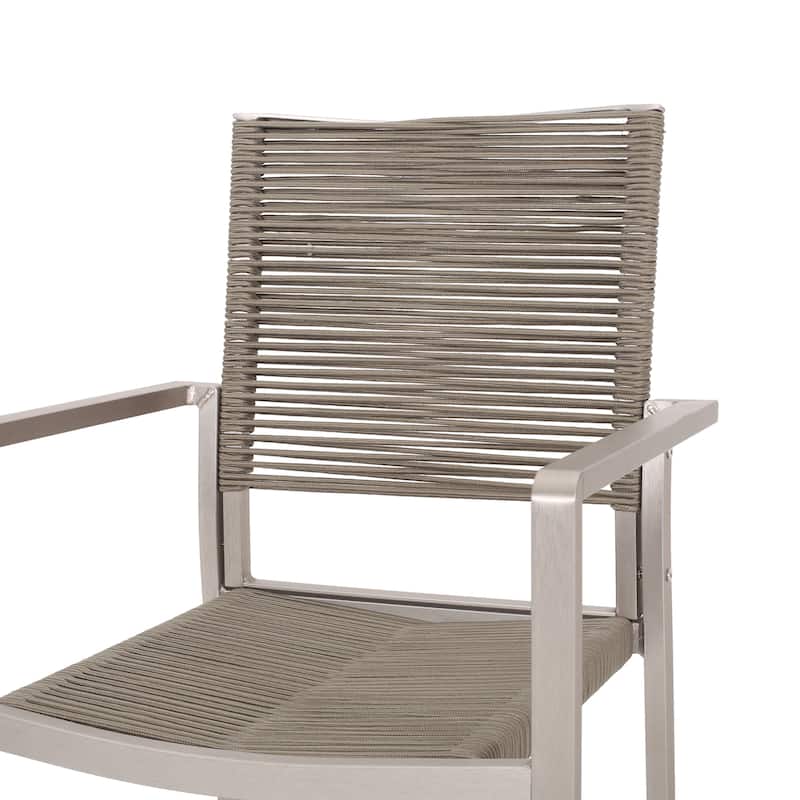 Lillian Outdoor Modern Aluminum Dining Chair with Rope Seat (Set of 2) by Christopher Knight Home