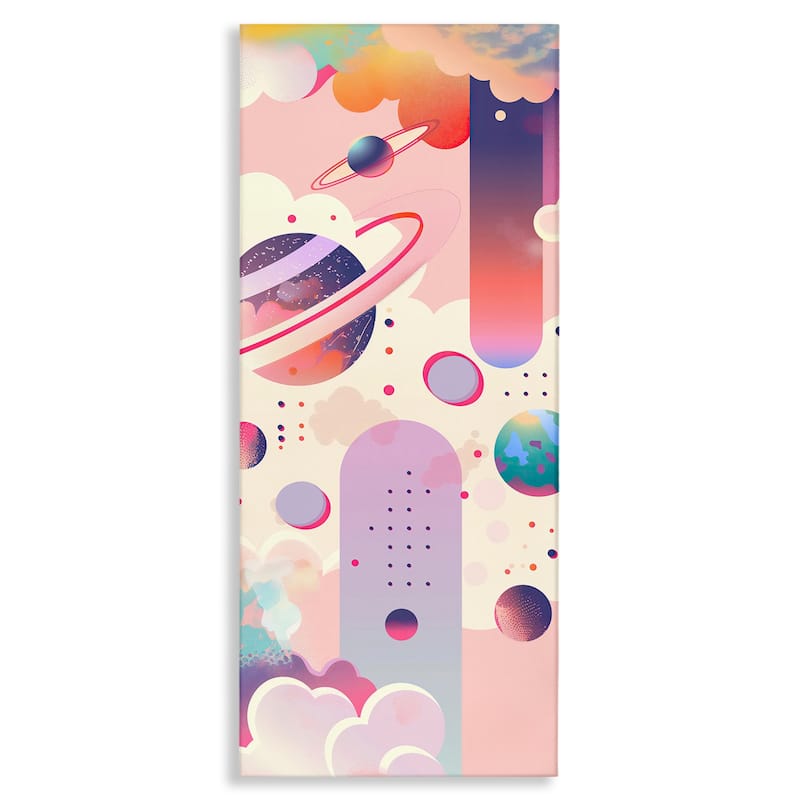 Stupell Surreal Geometric Planets Scene Canvas Wall Art Design By Wumples - 17 x 40