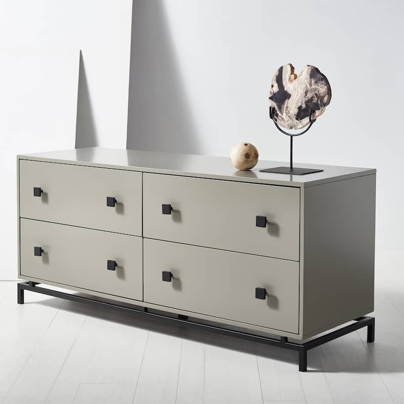 SAFAVIEH Couture Anghard 4-Drawer Dresser - Taupe/Black