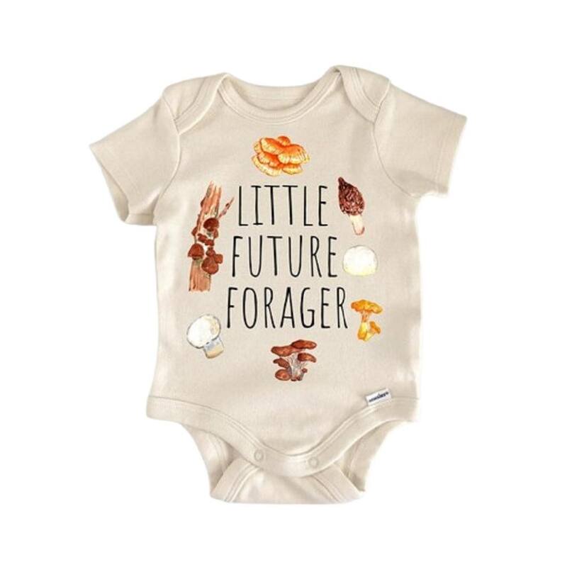 Mushroom Fungi Forager - Baby Boy Girl Clothes Infant Bodysuit Funny Cute Newborn - White - 6-9M